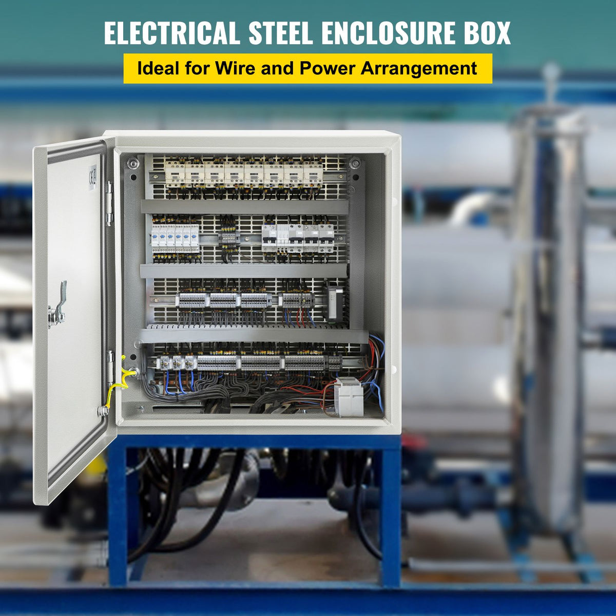 NEMA Steel Enclosure, 16 x 16 x 8\'\' NEMA 4X Steel Electrical Box, IP66 Waterproof & Dustproof, Outdoor/Indoor Electrical Junction Box, with Mounting Plate