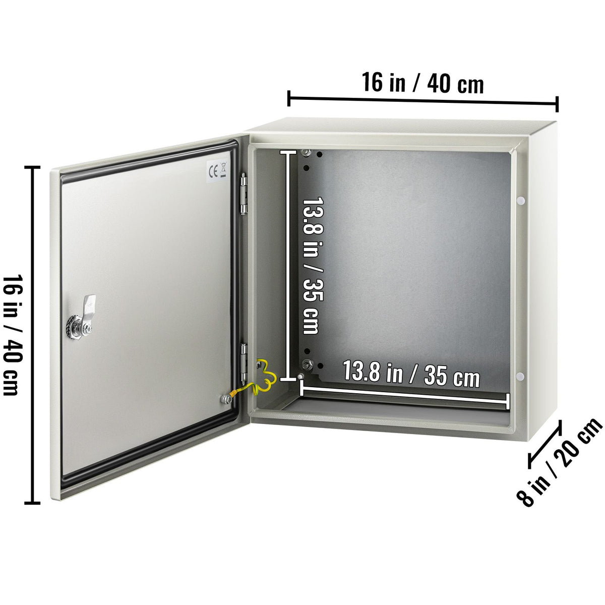 NEMA Steel Enclosure, 16 x 16 x 8\'\' NEMA 4X Steel Electrical Box, IP66 Waterproof & Dustproof, Outdoor/Indoor Electrical Junction Box, with Mounting Plate