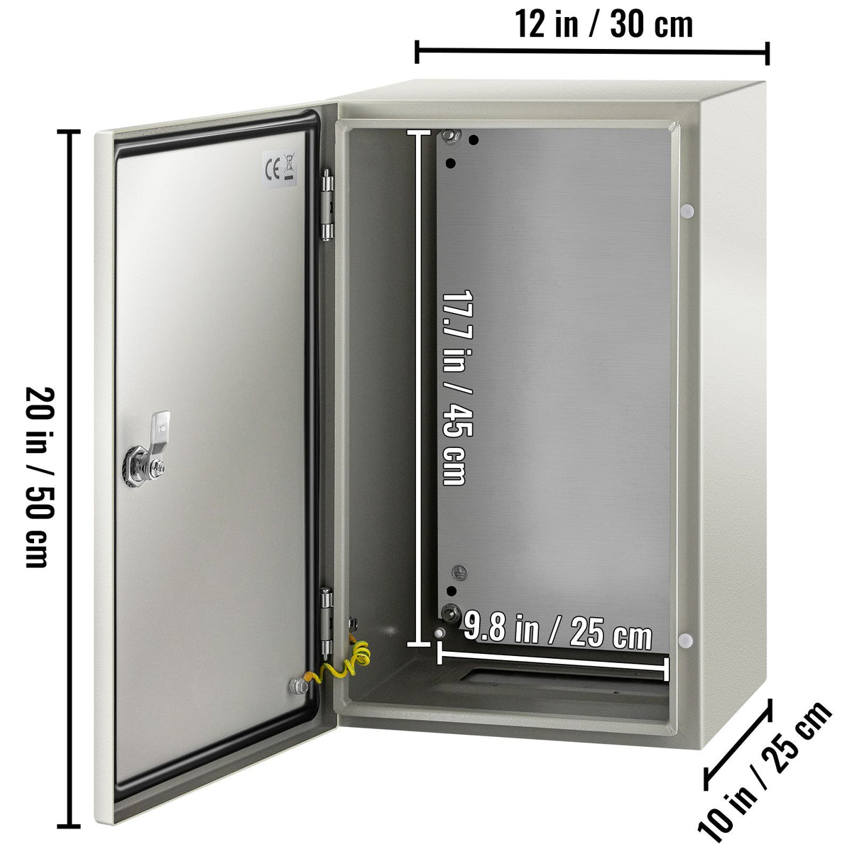 NEMA Steel Enclosure, 20 x 12 x 10\'\' NEMA 4X Steel Electrical Box, IP66 Waterproof & Dustproof, Outdoor/Indoor Electrical Junction Box, with Mounting Plate