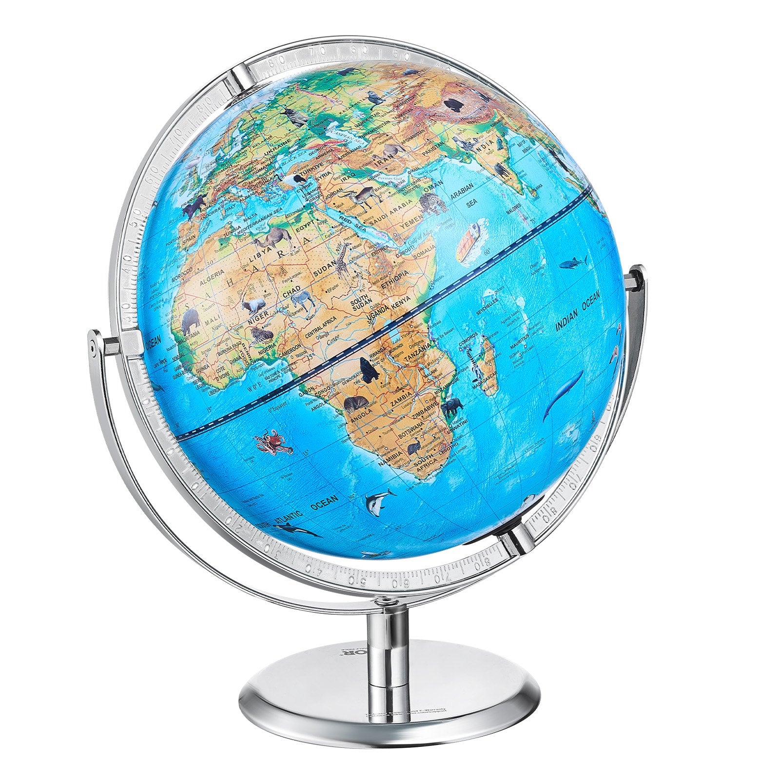 Outdoor Play Equipment: VEVOR Educational Globe for Kids, 254 mm, Interactive AR World Globe with AR Golden Globe APP LED Night Lighting Rotation, STEM Toy Gifts for Kids Compatible with Android or iOS Devices
