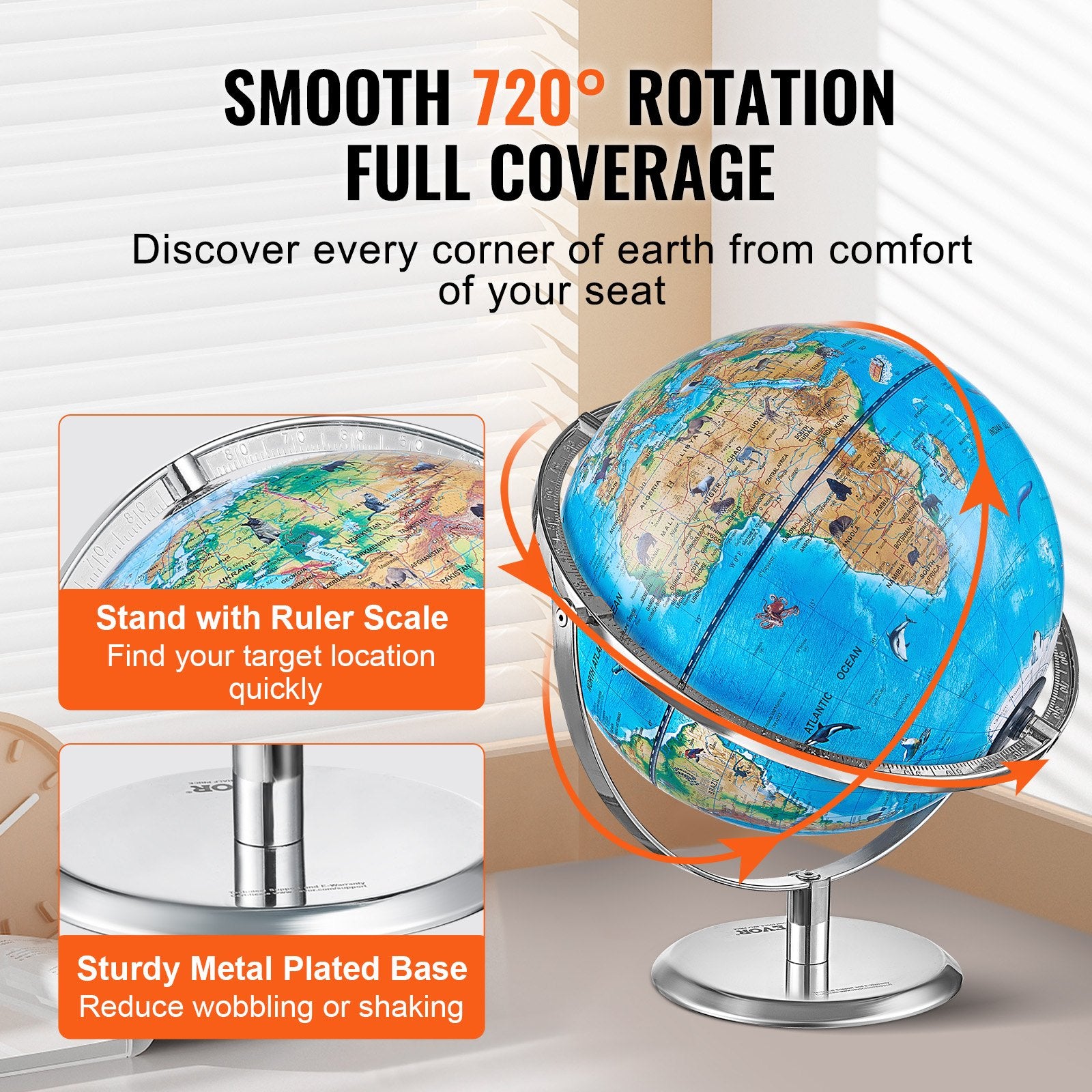 Outdoor Play Equipment: VEVOR Educational Globe for Kids, 254 mm, Interactive AR World Globe with AR Golden Globe APP LED Night Lighting Rotation, STEM Toy Gifts for Kids Compatible with Android or iOS Devices