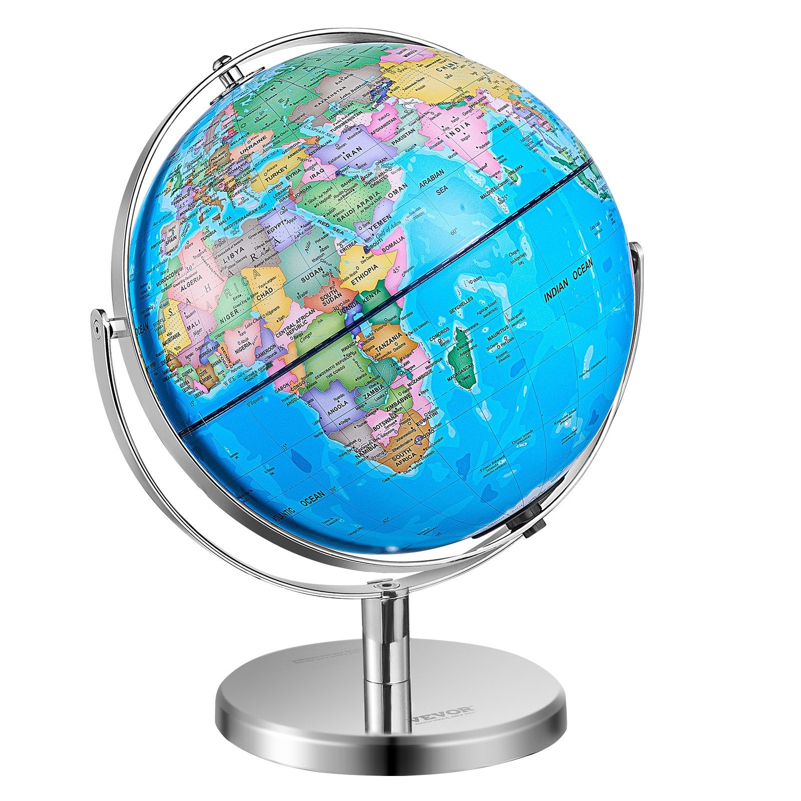 Gardening Tools: VEVOR Rotating World Globe with Stand, 330.2 mm, Educational Geographic Globe with Precise Time Zone ABS Material, Spinning Globe for Kids Children Learning Classroom Geography Education