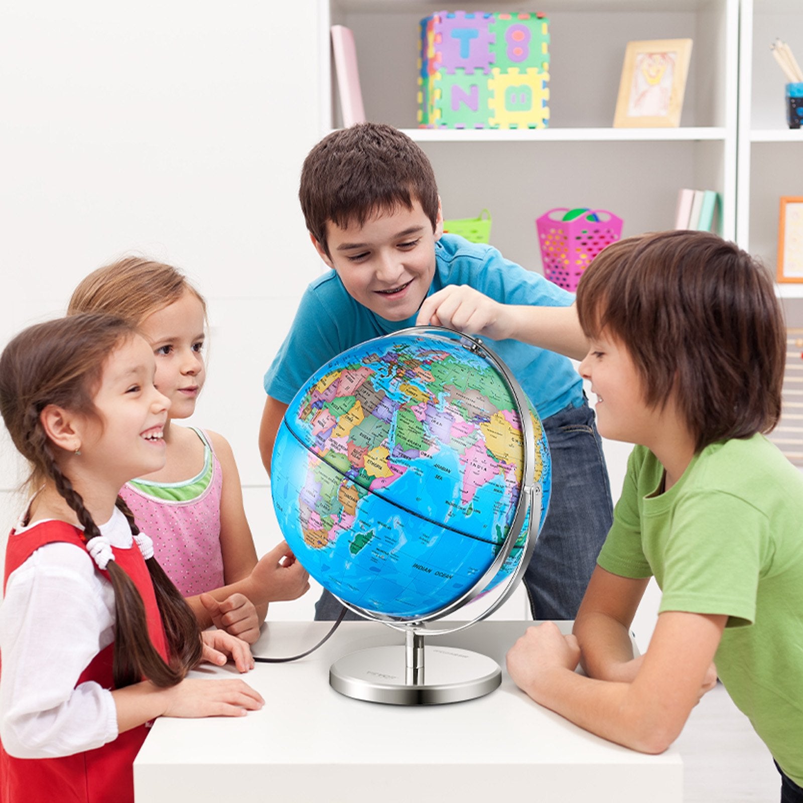 Gardening Tools: VEVOR Rotating World Globe with Stand, 330.2 mm, Educational Geographic Globe with Precise Time Zone ABS Material, Spinning Globe for Kids Children Learning Classroom Geography Education