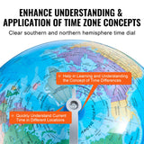 Gardening Tools: VEVOR Rotating World Globe with Stand, 203.2 mm, Educational Geographic Globe with Precise Time Zone ABS Material, 360° Spinning Globe for Kids Children Learning Classroom Geography Education