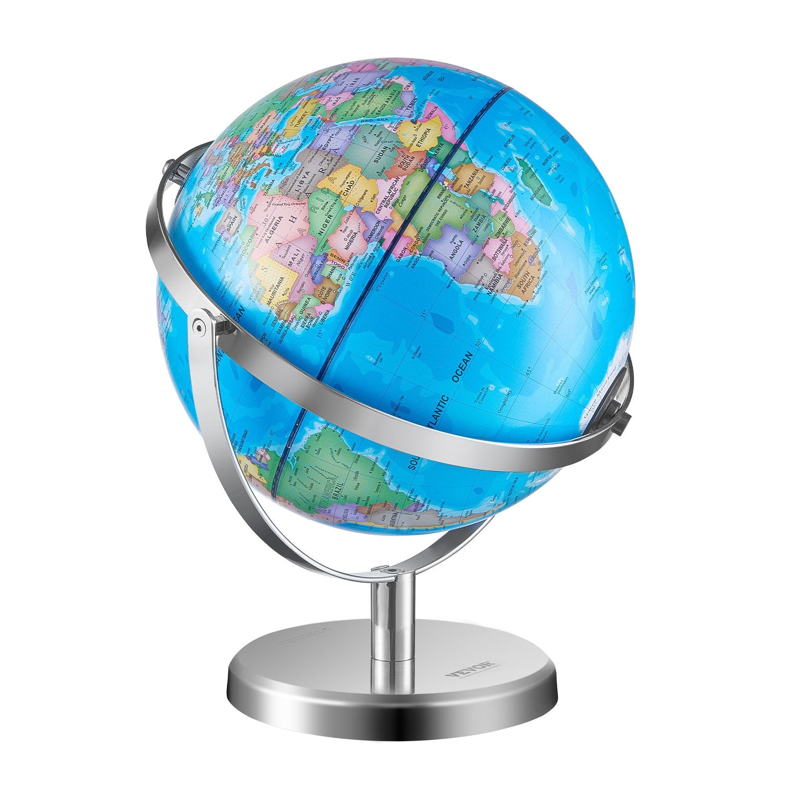 Gardening Tools: VEVOR Illuminated World Globe with Stand, 228.6 mm, Educational Earth Globe with Stable Heavy Metal Base and LED Constellation Night Light HD Printed Map, Spinning for Kids Classroom Learning