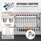 Automotive Repair & Speciality Tools: VEVOR 10-Branch Radiant Heat Manifold, 1/2" PEX Tubing Manifold, Stainless Steel PEX Manifold for Hydronic Radiant Floor Heating, Radiant Heat PEX Manifold Kit with 1/2" Adapters Included