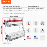 Automotive Repair & Speciality Tools: VEVOR 12-Branch Radiant Heat Manifold, 1/2" PEX Tubing Manifold, Stainless Steel PEX Manifold for Hydronic Radiant Floor Heating, Radiant Heat PEX Manifold Kit with 1/2" Adapters Included