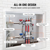 Automotive Repair & Speciality Tools: VEVOR 2-Branch Radiant Heat Manifold, 1/2" PEX Tubing Manifold, Stainless Steel PEX Manifold for Hydronic Radiant Floor Heating, Radiant Heat PEX Manifold Kit with 1/2" Adapters Included