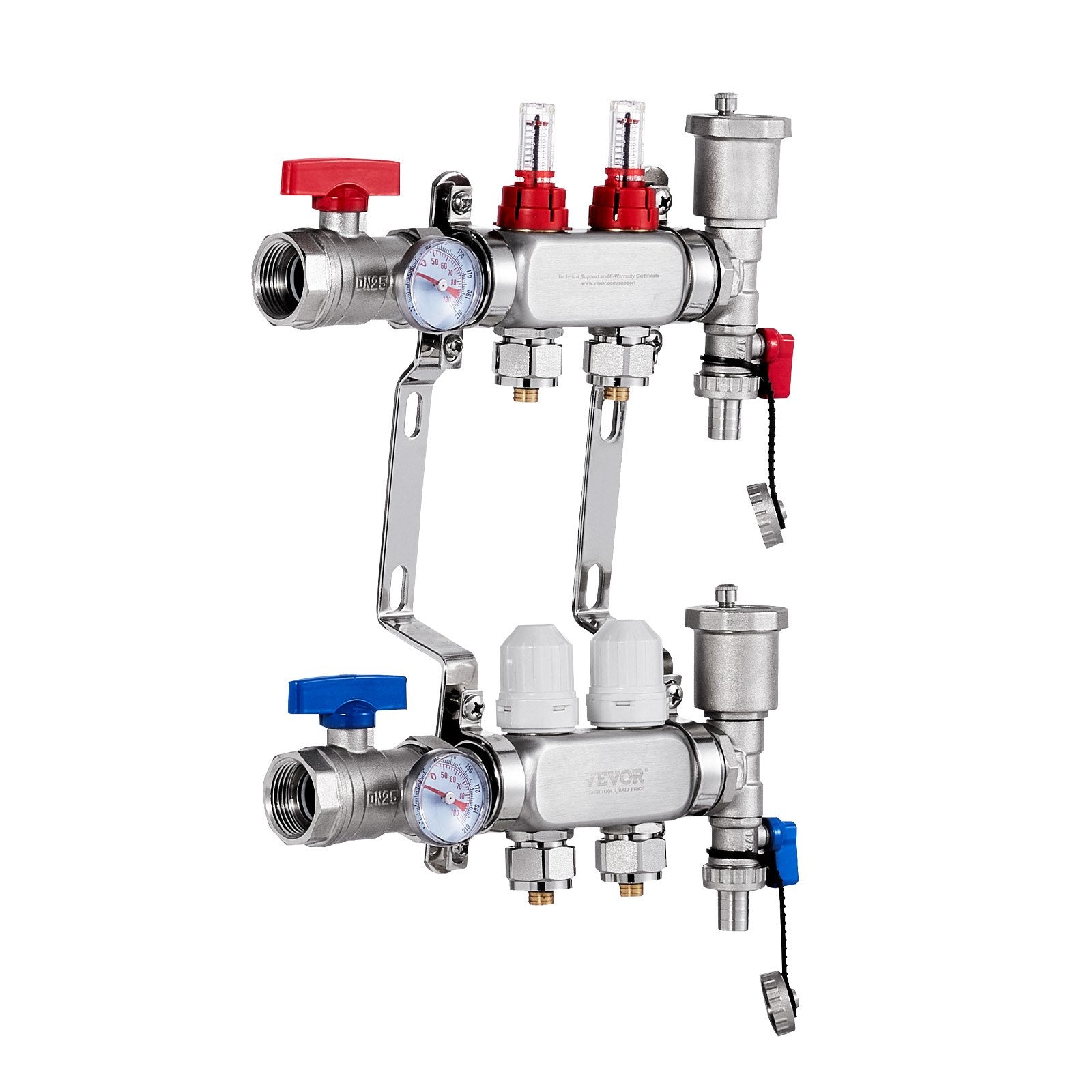 Automotive Repair & Speciality Tools: VEVOR 2-Branch Radiant Heat Manifold, 1/2" PEX Tubing Manifold, Stainless Steel PEX Manifold for Hydronic Radiant Floor Heating, Radiant Heat PEX Manifold Kit with 1/2" Adapters Included