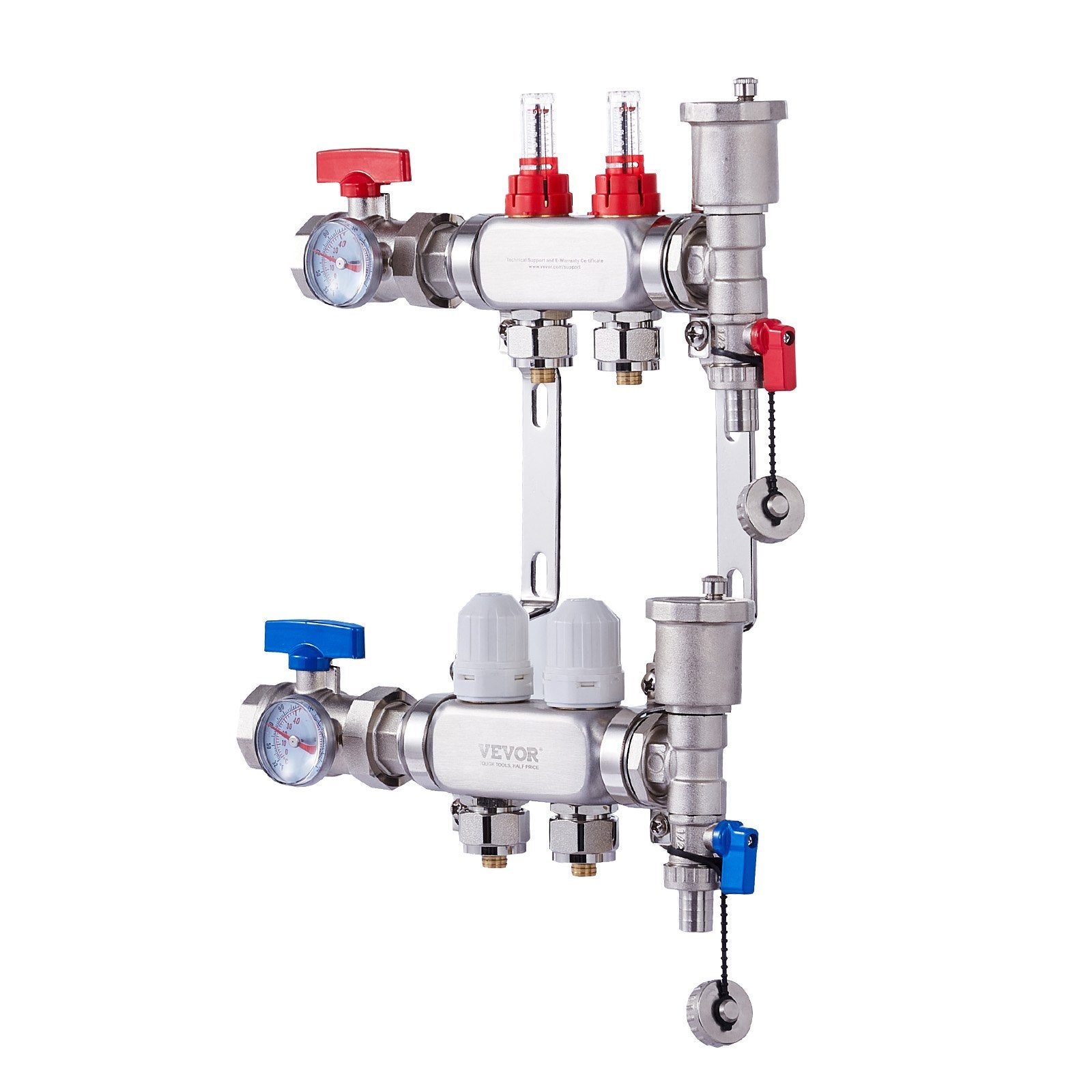 Automotive Repair & Speciality Tools: VEVOR 2-Branch Radiant Heat Manifold, 1/2" PEX Tubing Manifold, Stainless Steel PEX Manifold for Hydronic Radiant Floor Heating, Radiant Heat PEX Manifold Kit with 1/2" Adapters Included