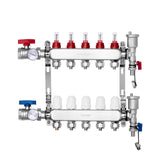 Automotive Repair & Speciality Tools: VEVOR 5-Branch Radiant Heat Manifold, 1/2" PEX Tubing Manifold, Stainless Steel PEX Manifold for Hydronic Radiant Floor Heating, Radiant Heat PEX Manifold Kit with 1/2" Adapters Included