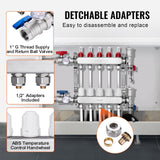 Automotive Repair & Speciality Tools: VEVOR 5-Branch Radiant Heat Manifold, 1/2" PEX Tubing Manifold, Stainless Steel PEX Manifold for Hydronic Radiant Floor Heating, Radiant Heat PEX Manifold Kit with 1/2" Adapters Included