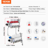 Automotive Repair & Speciality Tools: VEVOR 5-Branch Radiant Heat Manifold, 1/2" PEX Tubing Manifold, Stainless Steel PEX Manifold for Hydronic Radiant Floor Heating, Radiant Heat PEX Manifold Kit with 1/2" Adapters Included