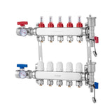Automotive Repair & Speciality Tools: VEVOR 5-Branch Radiant Heat Manifold, 1/2" PEX Tubing Manifold, Stainless Steel PEX Manifold for Hydronic Radiant Floor Heating, Radiant Heat PEX Manifold Kit with 1/2" Adapters Included