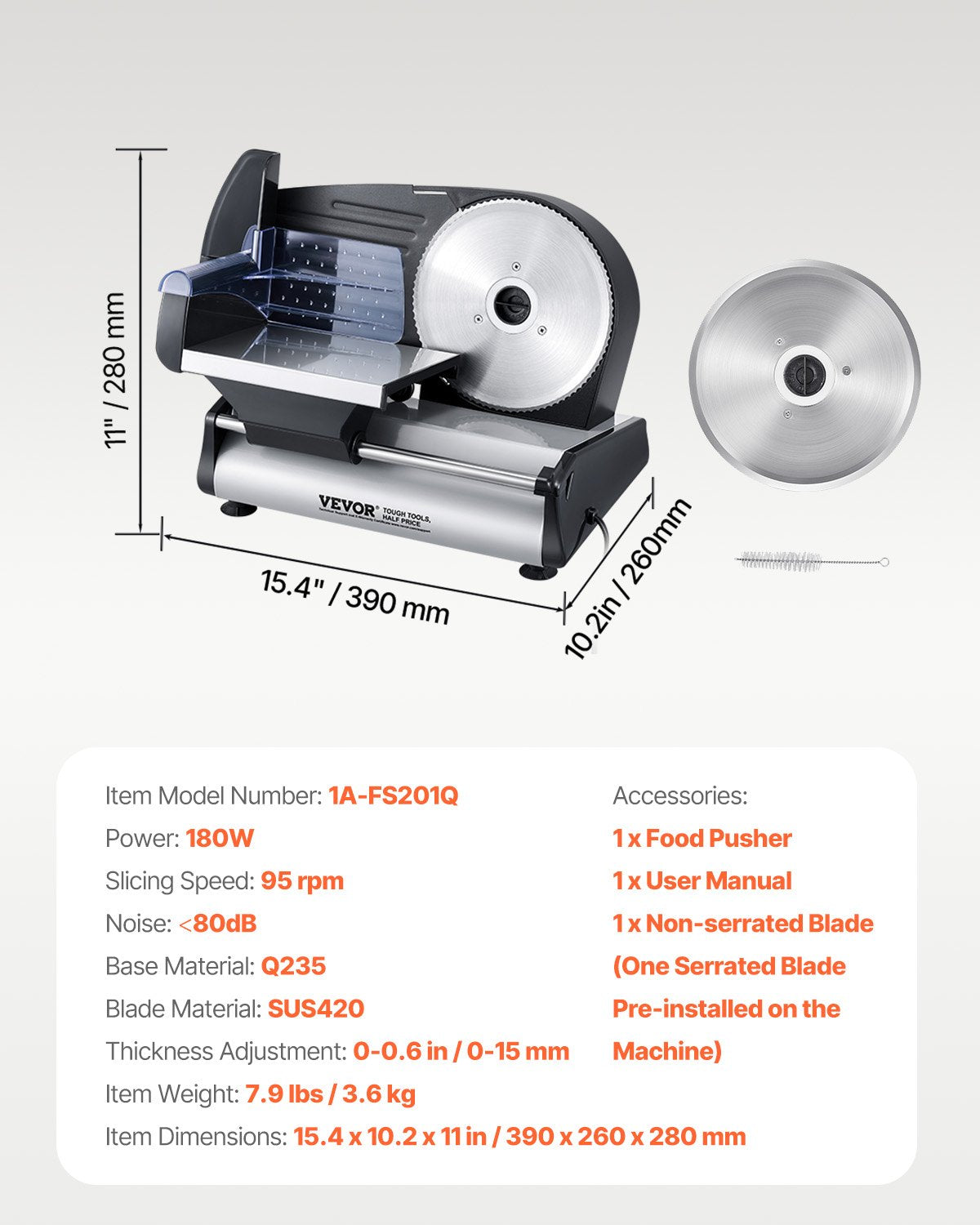 Meat Slicer 180W 190 mm Electric Deli Food Slicer for Meat Bread Cheese