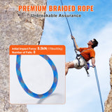 Projectors: VEVOR 10.2mm Dynamic Climbing Rope, 40M(131ft) Outdoor Rock Climbing Rope 25KN Breaking Tension, Stretchable Fiber Rope with Steel Snap Hooks for Escape, Rappelling, Fire Rescue, Blue
