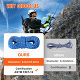 Projectors: VEVOR 10.2mm Dynamic Climbing Rope, 40M(131ft) Outdoor Rock Climbing Rope 25KN Breaking Tension, Stretchable Fiber Rope with Steel Snap Hooks for Escape, Rappelling, Fire Rescue, Blue