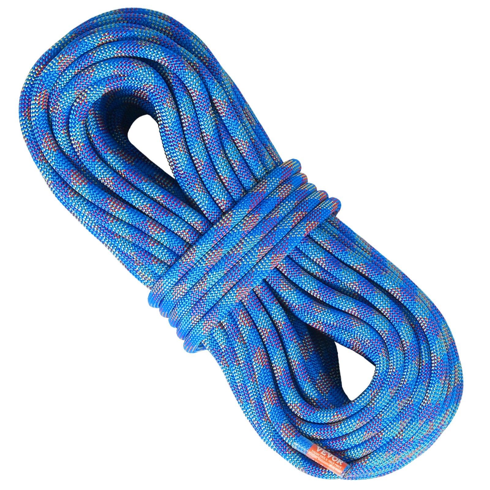 10.2mm Dynamic Climbing Rope, 40M(131ft) Outdoor Rock Climbing Rope 25KN Breaking Tension, Stretchable Fiber Rope with Steel Snap Hooks for Escape, Rappelling, Fire Rescue, Blue