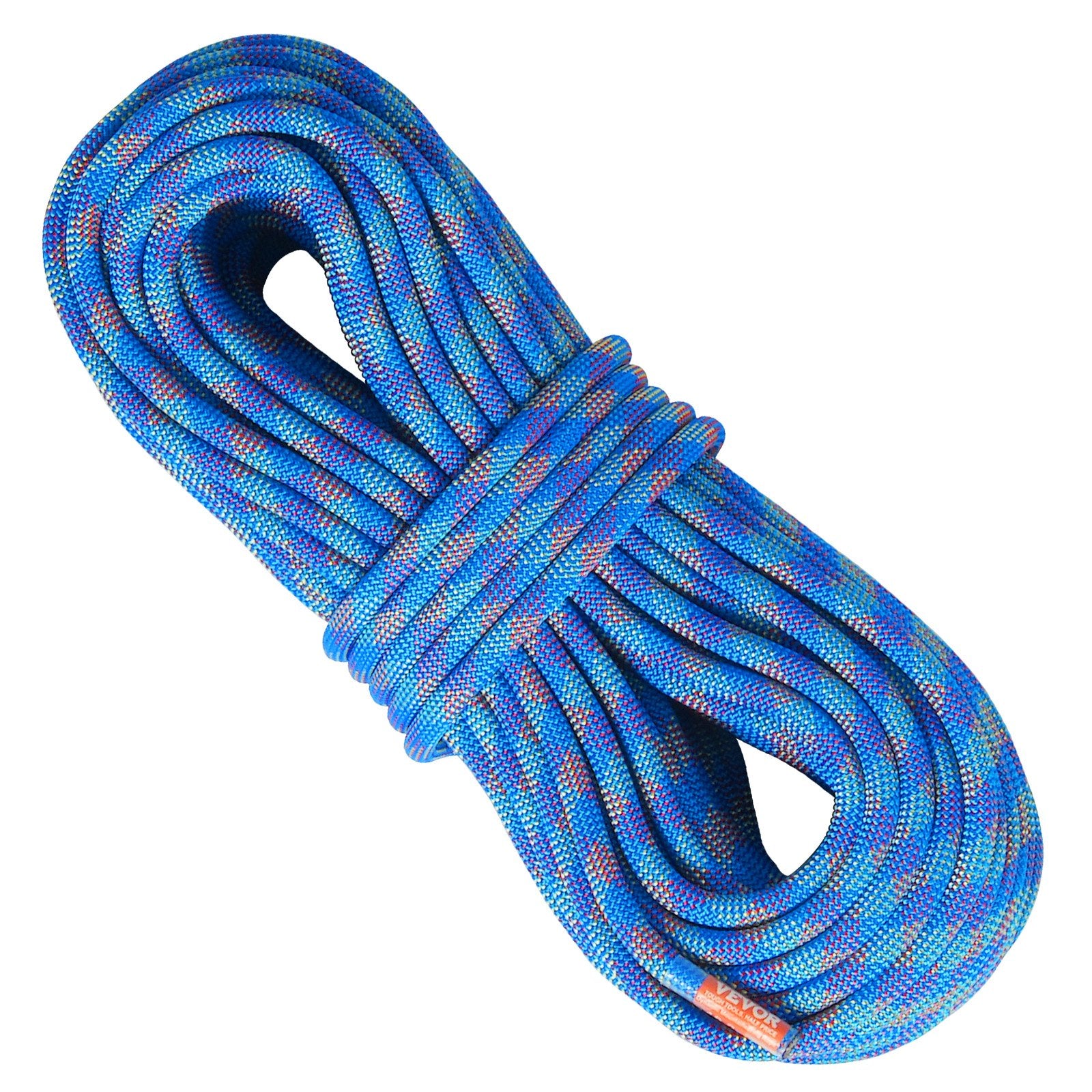 10.2mm Dynamic Climbing Rope, 40M(131ft) Outdoor Rock Climbing Rope 25KN Breaking Tension, Stretchable Fiber Rope with Steel Snap Hooks for Escape, Rappelling, Fire Rescue, Blue