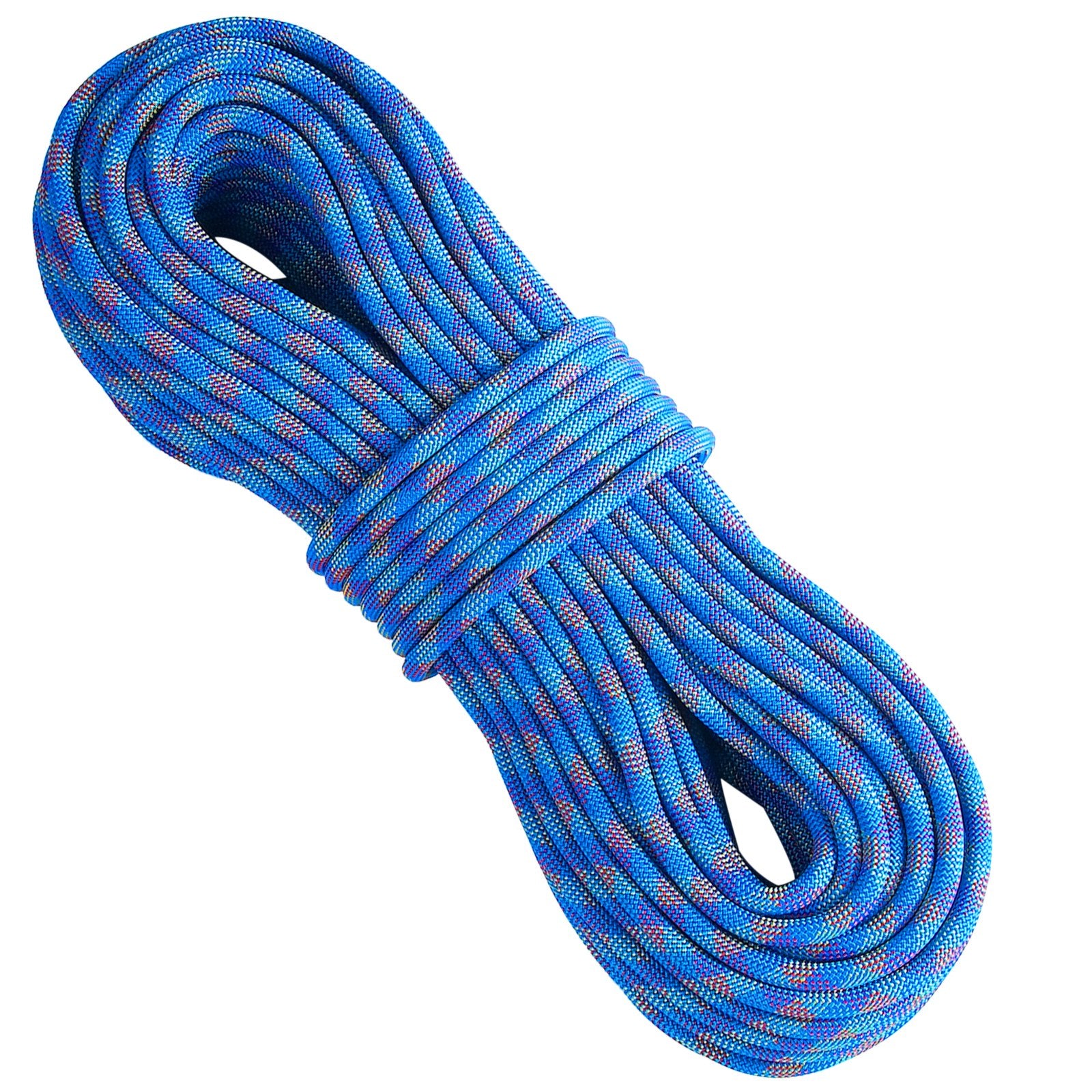 10.2mm Dynamic Climbing Rope, 60M(197ft) Outdoor Rock Climbing Rope 25KN Breaking Tension, Stretchable Fiber Rope with Steel Snap Hooks for Escape, Rappelling, Fire Rescue, Blue