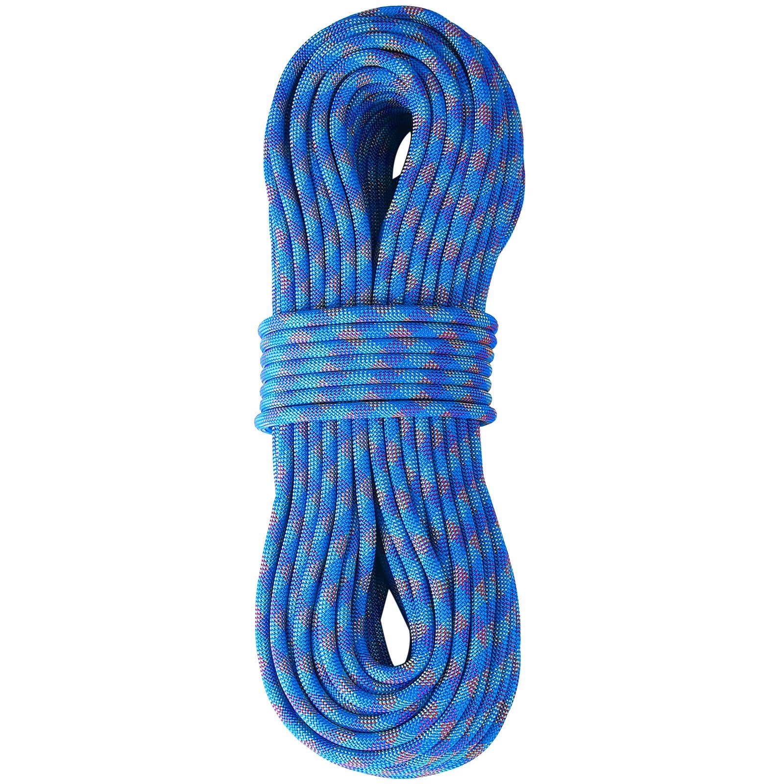 10.2mm Dynamic Climbing Rope, 60M(197ft) Outdoor Rock Climbing Rope 25KN Breaking Tension, Stretchable Fiber Rope with Steel Snap Hooks for Escape, Rappelling, Fire Rescue, Blue