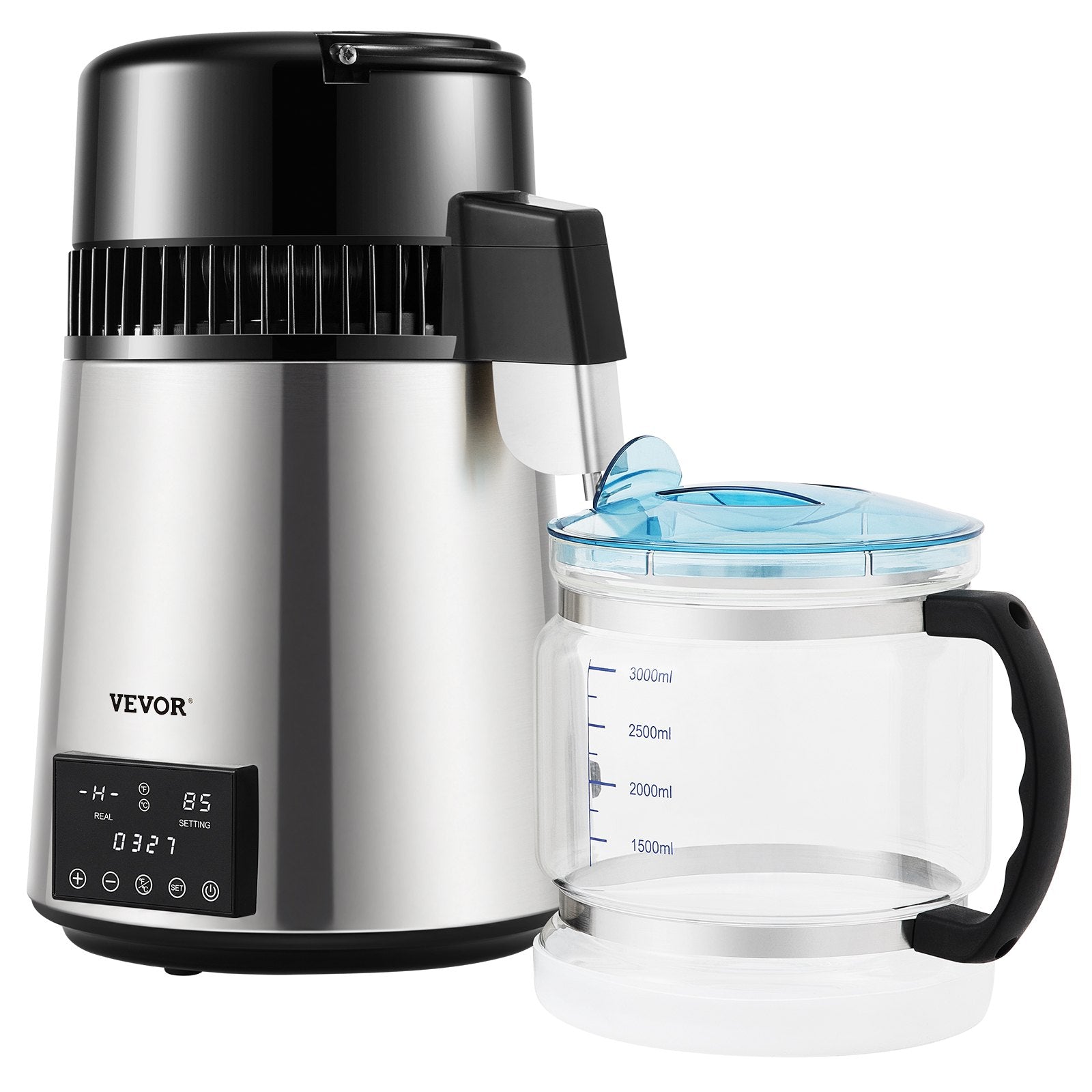 Fountain & Ponds Accessories: VEVOR 4L Water Distiller Distilled Water Maker 1 L/H w/ Timing Dual-Temp Silver