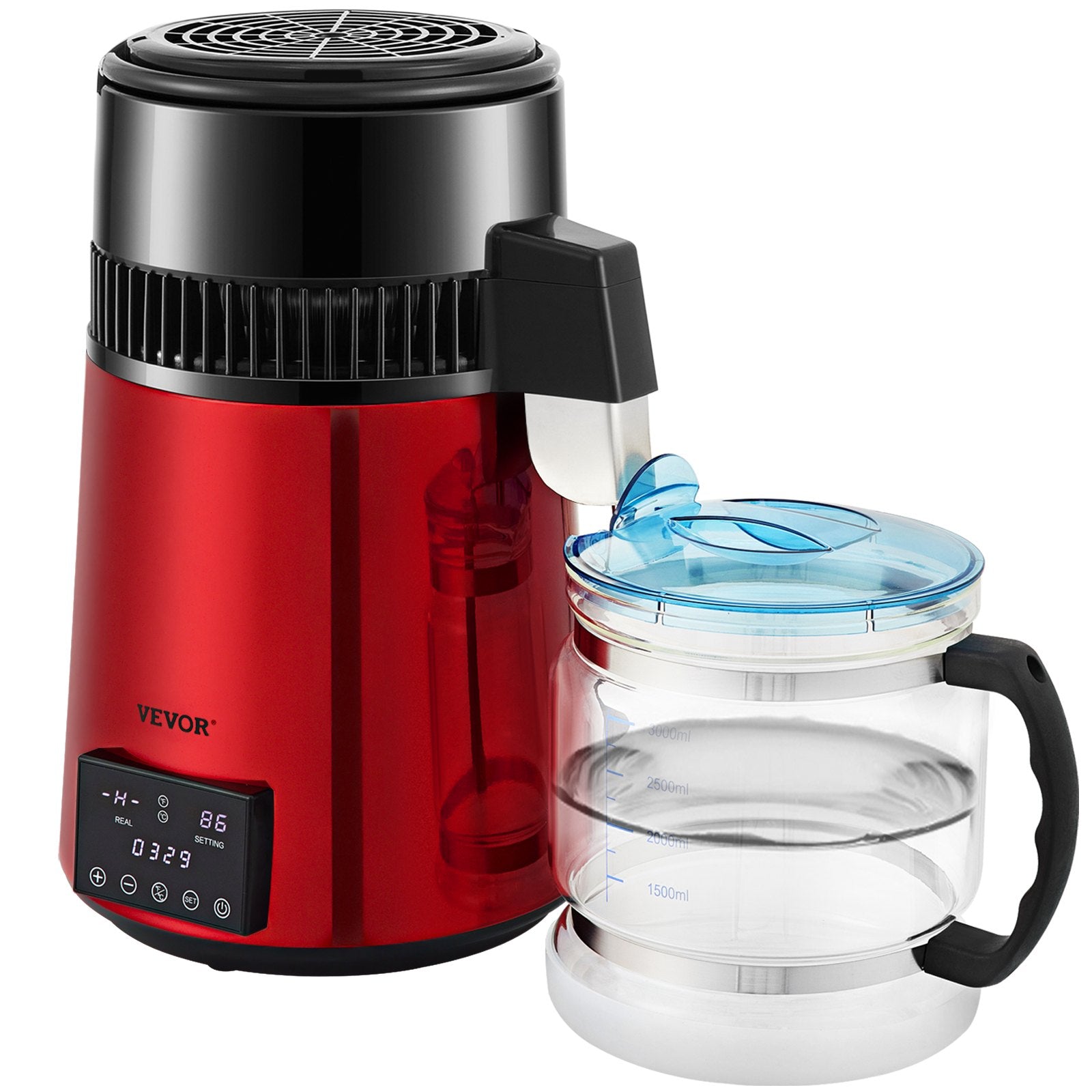 Fountain & Ponds Accessories: VEVOR 4L Water Distiller Distilled Water Maker 1 L/H w/ Timing Dual Temp Red