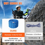 Outdoor Play Equipment: VEVOR 12.7mm Static Climbing Rope 38M(125ft) Outdoor Rock Climbing Rope Blue