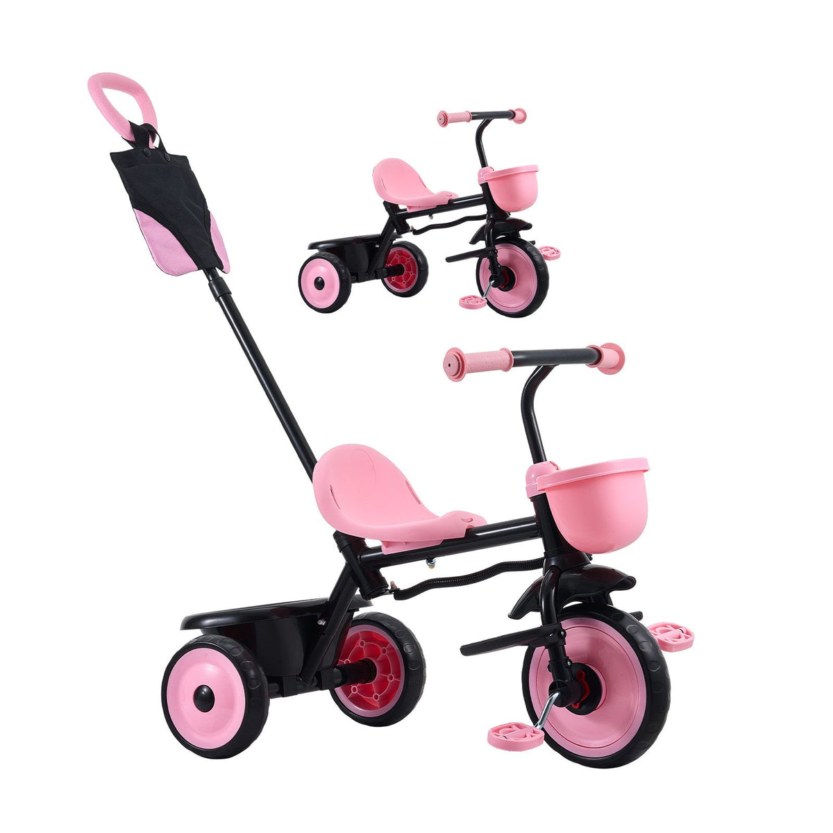 Toddler Tricycle & Stroller for 18 Months to 5 Year Old, Kids Trike with Parent Push Handle, Adjustable Seat & Storage for Outdoor Play, Tricycle for Toddlers, Birthday Toy for Boys and Girls