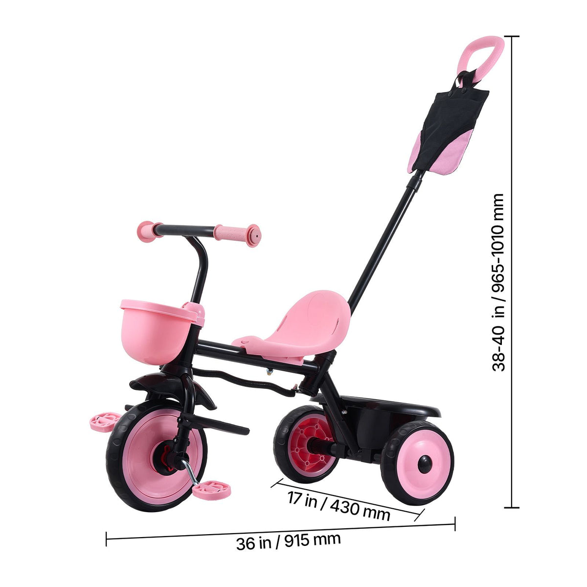 Toddler Tricycle & Stroller for 18 Months to 5 Year Old, Kids Trike with Parent Push Handle, Adjustable Seat & Storage for Outdoor Play, Tricycle for Toddlers, Birthday Toy for Boys and Girls