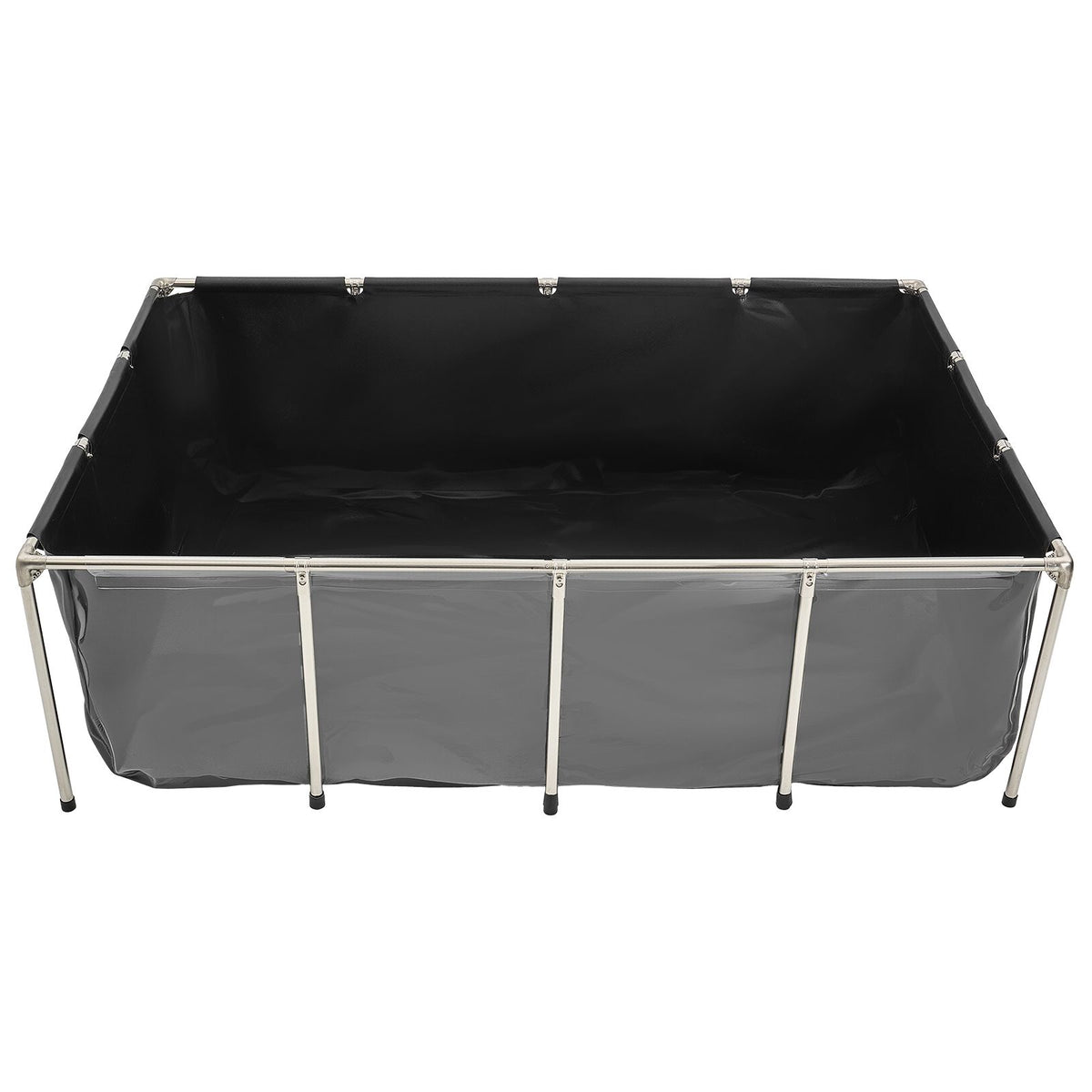 Canvas Fish Pond, 1781.3L Above Ground Fish Pond, PVC Koi Tank with Clear Viewing Panel, Rectangular Goldfish Tank with Stainless Steel Frame & Drain Valve, for Breeding Koi, Irrigation(Black)