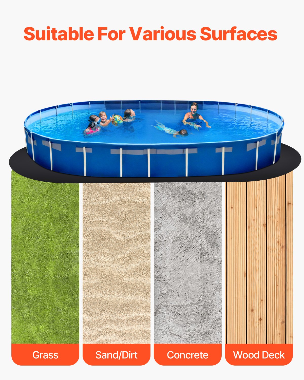 Pool Covers & Accessories: VEVOR Oval Pool Liner Pad, 15 x 30 ft Pool Liner Pad for Above Ground Swimming Pools, Extra-Thick Pool Mat, Prevents Punctures, Recycled Geotextile Material Underlayment Pad, Extend Liner Life