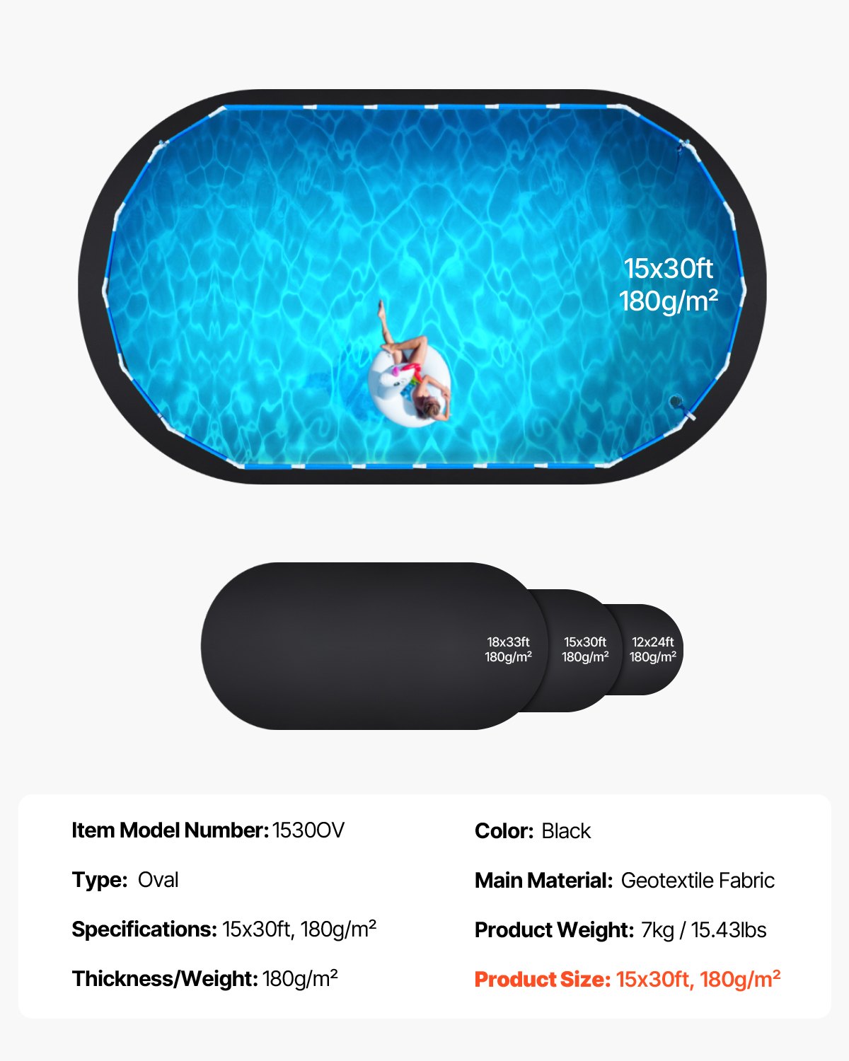 Pool Covers & Accessories: VEVOR Oval Pool Liner Pad, 15 x 30 ft Pool Liner Pad for Above Ground Swimming Pools, Extra-Thick Pool Mat, Prevents Punctures, Recycled Geotextile Material Underlayment Pad, Extend Liner Life