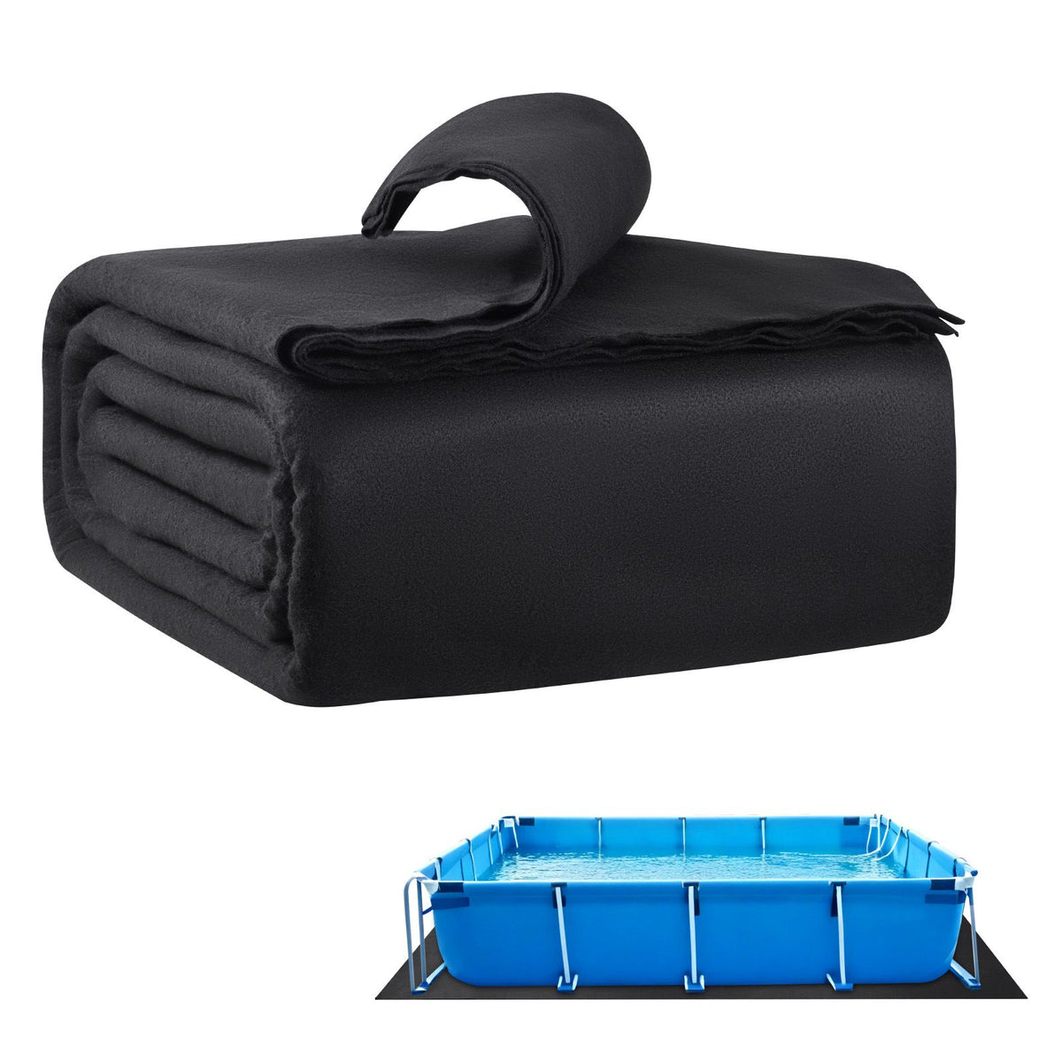 Rectangle Pool Liner Pad, 16 x 32 ft Pool Liner Pad for Above Ground Swimming Pools, Extra-Thick Pool Mat, Prevents Punctures, Recycled Geotextile Material Underlayment Pad, Extend Liner Life
