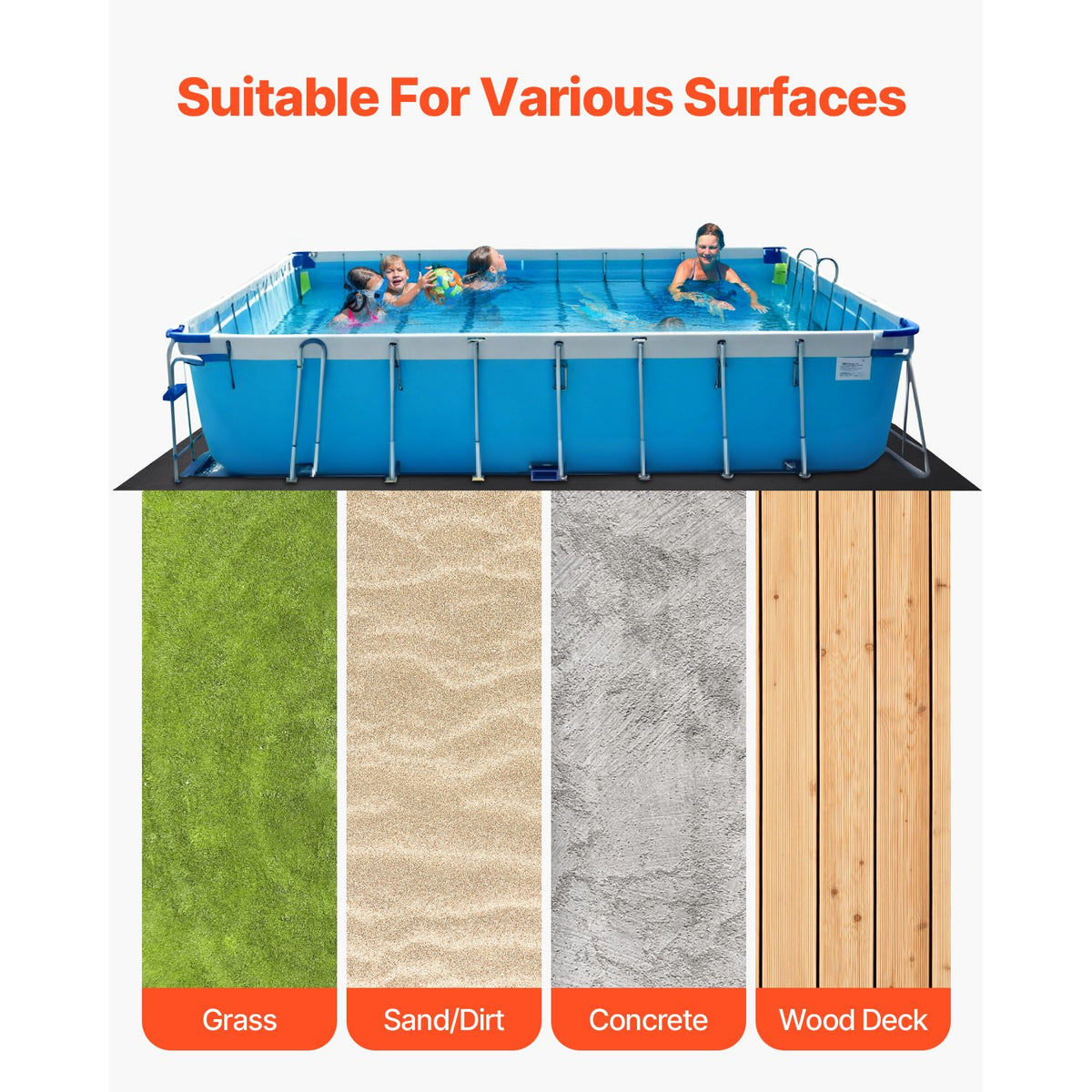 Rectangle Pool Liner Pad, 16 x 32 ft Pool Liner Pad for Above Ground Swimming Pools, Extra-Thick Pool Mat, Prevents Punctures, Recycled Geotextile Material Underlayment Pad, Extend Liner Life
