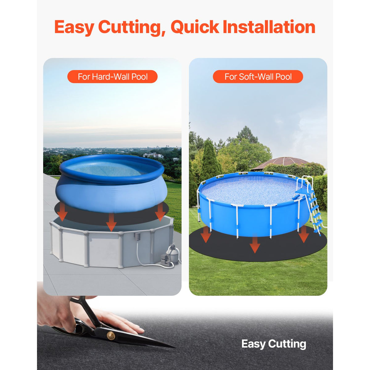15ft Round Pool Liner Pad, Pool Liner Pad for Above Ground Swimming Pools, Extra-Thick Pool Mat, Prevents Punctures, Recycled Geotextile Material Underlayment Pad, Extend Liner Life
