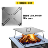 Fire Pits: VEVOR Fire Pit Heat Deflector Fire Pit Pan Cover Stainless Steel Foldable Legs