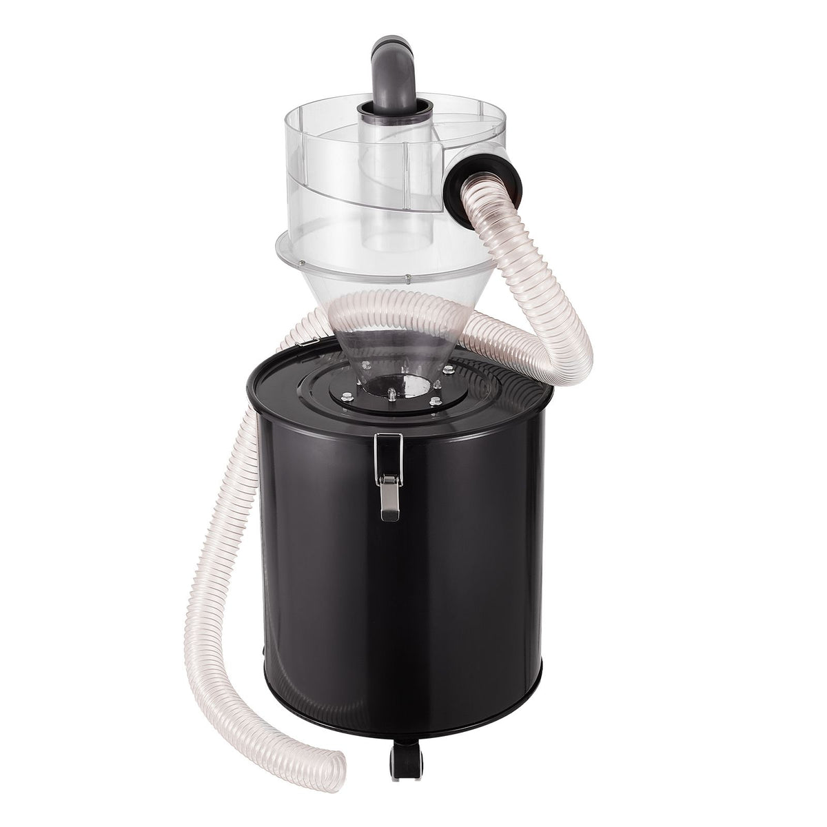 Cyclone Dust Separator with Metal Tank, 4" Retrofit Cyclone Separator for Dust Collectors, ABS Dust Deputy With 2" Hole O.D. Connector & Hose for Wet/Dry Shop Vacuums, Fits 50L Tank