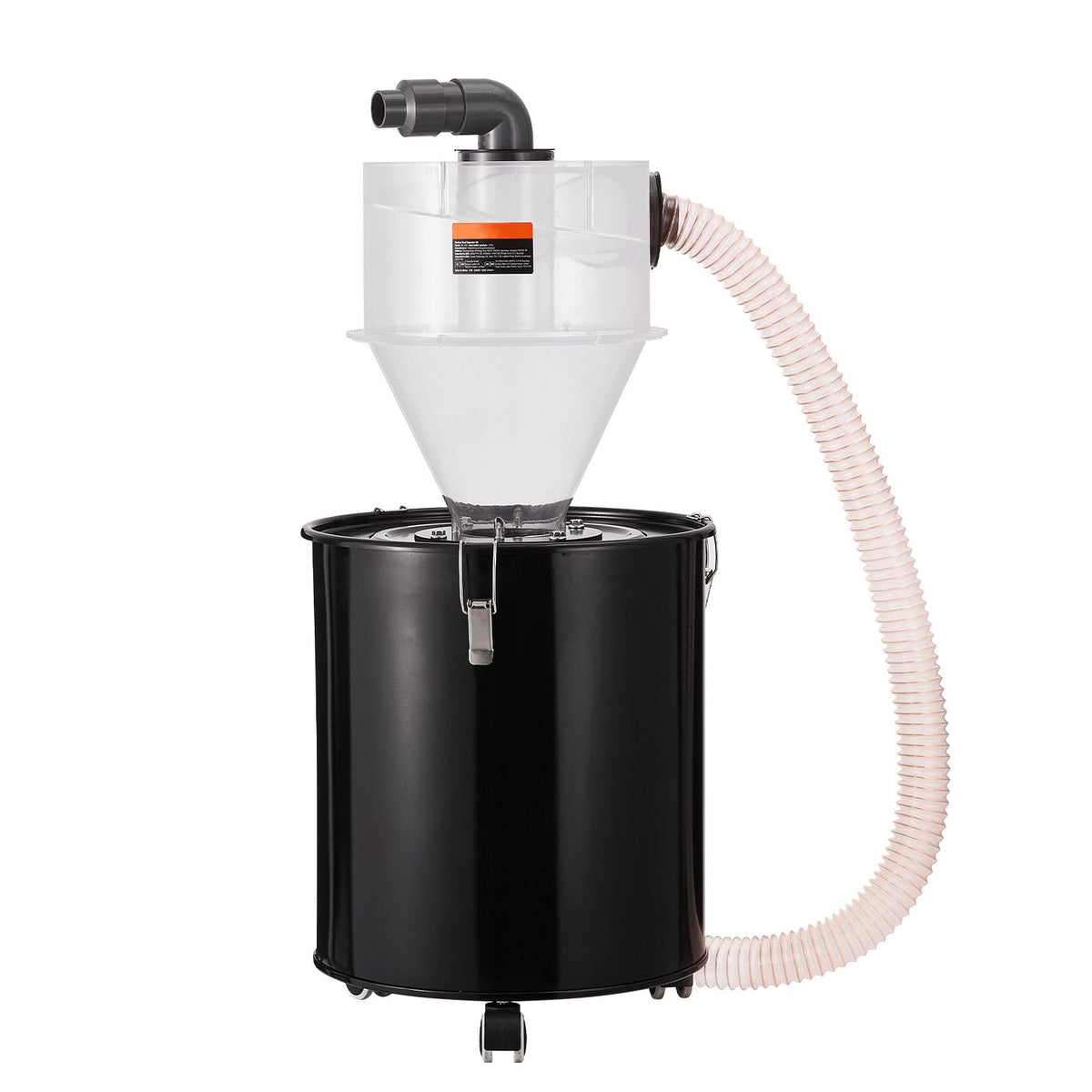 Cyclone Dust Separator with Metal Tank, 4" Retrofit Cyclone Separator for Dust Collectors, ABS Dust Deputy With 2" Hole O.D. Connector & Hose for Wet/Dry Shop Vacuums, Fits 50L Tank