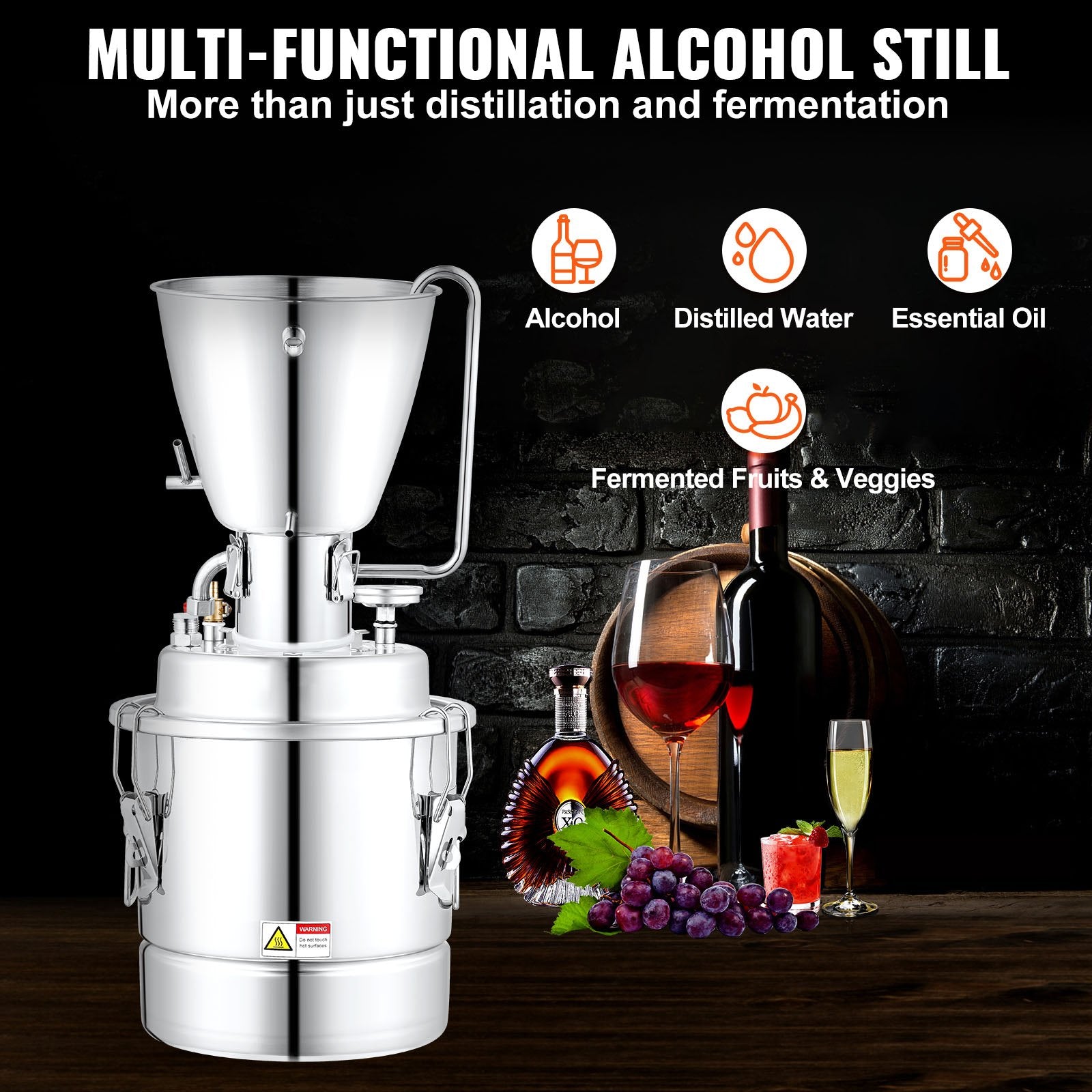 Distilling & Brewing: VEVOR 10L Alcohol Distiller Machine Brewing Equipment DIY Whiskey Home Still