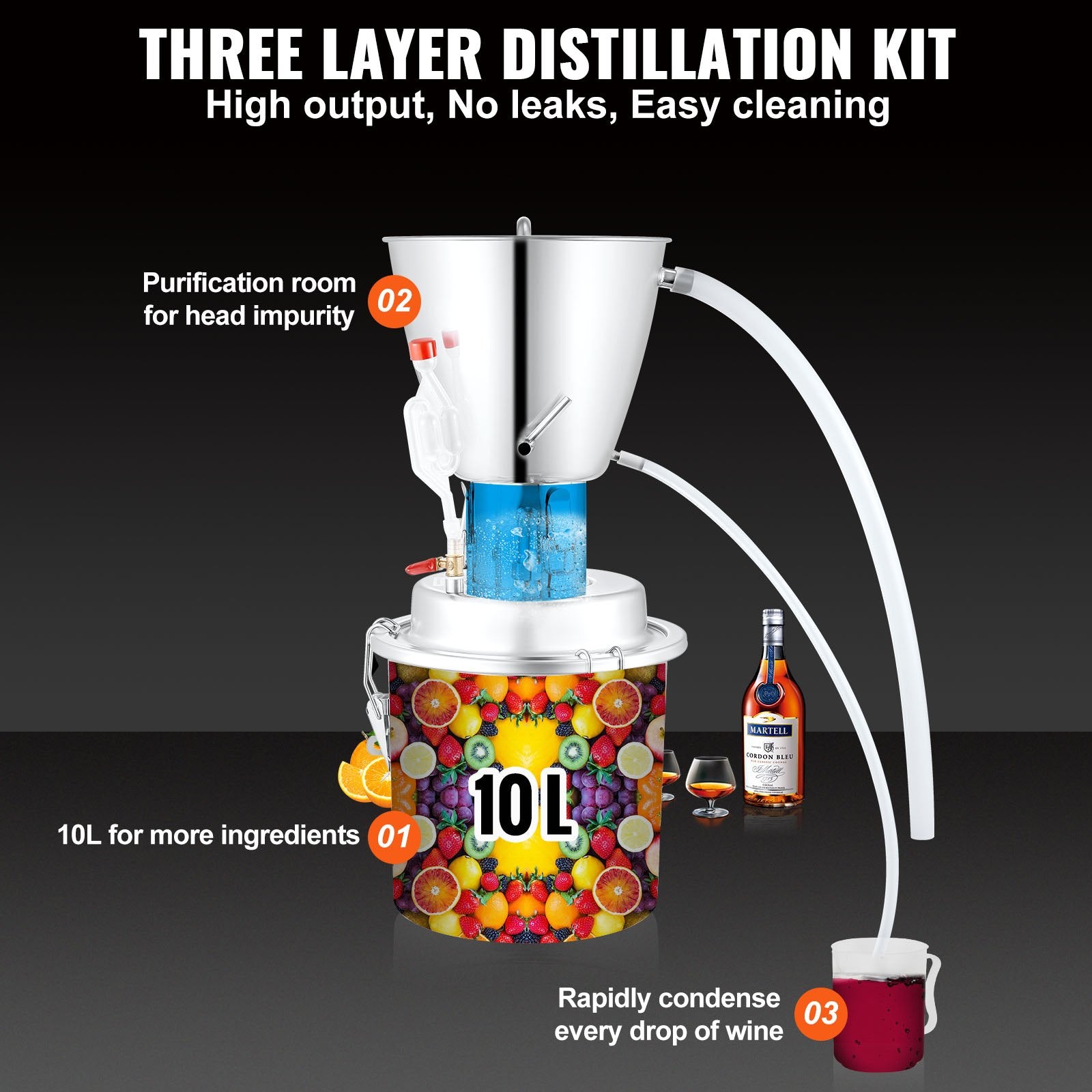 Distilling & Brewing: VEVOR 10L Alcohol Distiller Machine Brewing Equipment DIY Whiskey Home Still