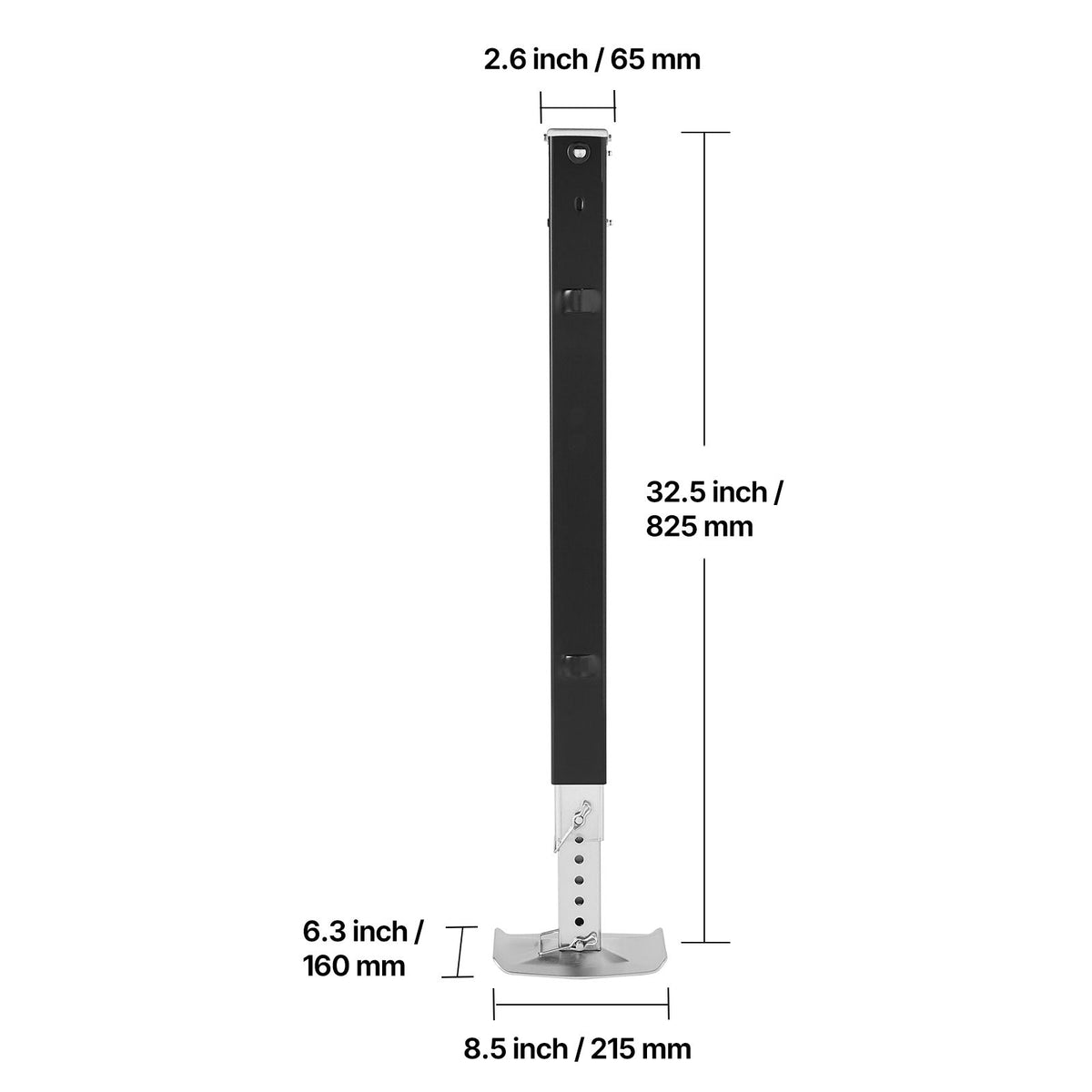 RV Lead Fifth Wheel Landing Gear Leg 179013, 825 mm 5th Wheel Landing Gear Universal Replacement Compatible with Lippert Venture, Atwood, Stromberg Carlson Systems, with Pin and Base, Black