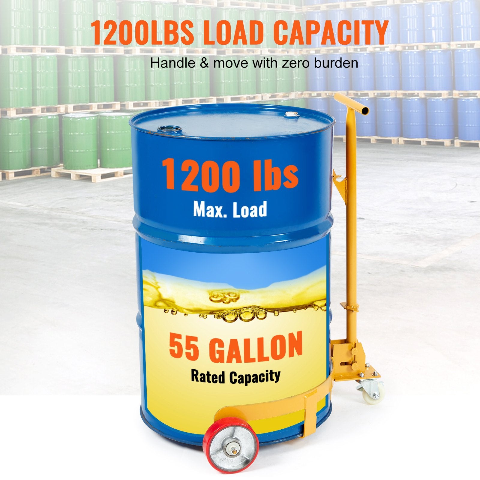 Side Tables: VEVOR 250L Drum Dolly, 544 kg Load Capacity, Barrel Dolly Cart Drum Caddy Round Dolly Steel Low Profile, Heavy Duty Steel Frame with Adjustable Handle 3 Wheels, for Workshop Factory Warehouse