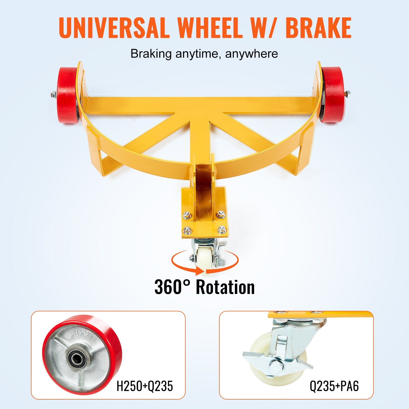 Side Tables: VEVOR 250L Drum Dolly, 544 kg Load Capacity, Barrel Dolly Cart Drum Caddy Round Dolly Steel Low Profile, Heavy Duty Steel Frame with Adjustable Handle 3 Wheels, for Workshop Factory Warehouse