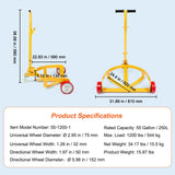 Side Tables: VEVOR 250L Drum Dolly, 544 kg Load Capacity, Barrel Dolly Cart Drum Caddy Round Dolly Steel Low Profile, Heavy Duty Steel Frame with Adjustable Handle 3 Wheels, for Workshop Factory Warehouse