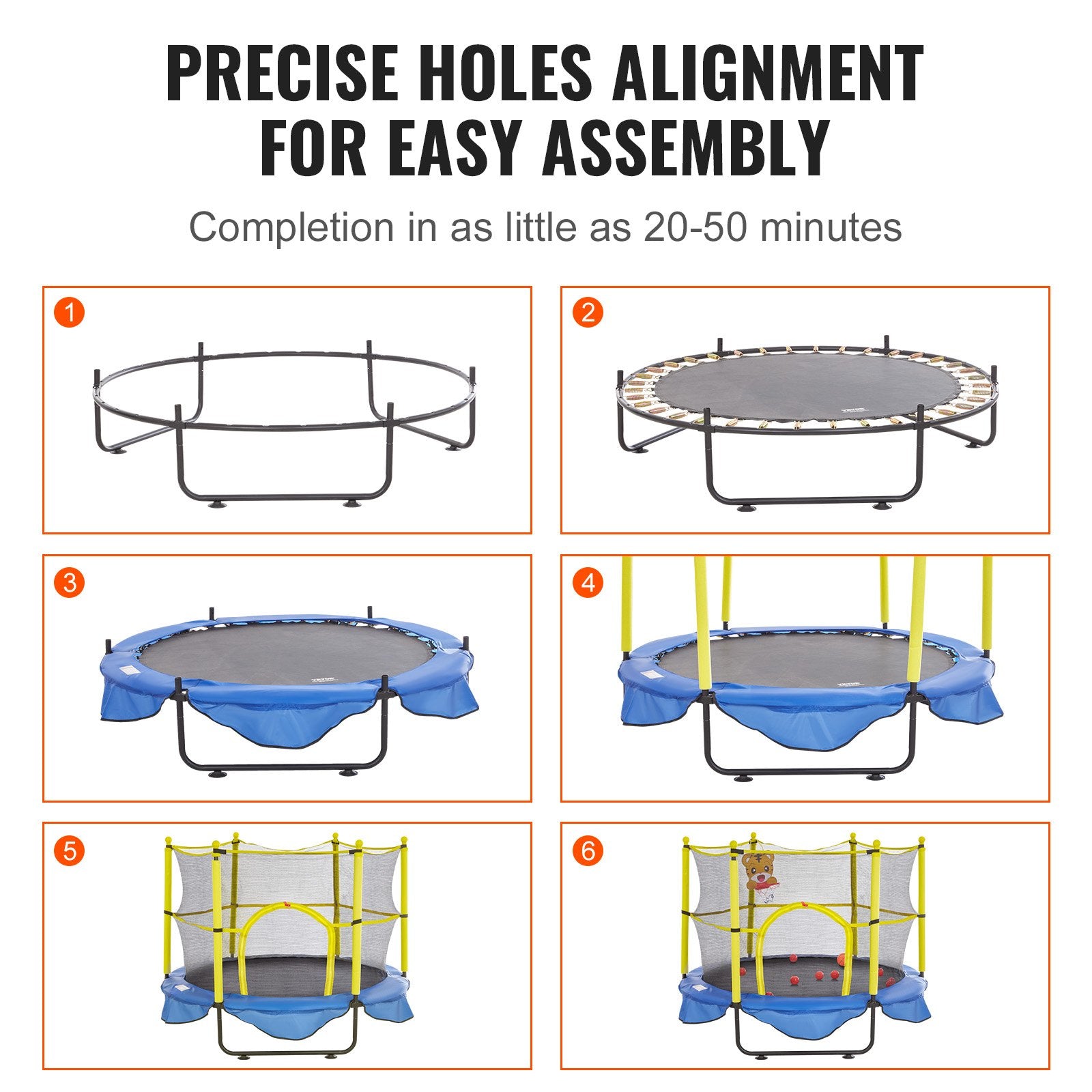 Outdoor Play Equipment: VEVOR 5FT Trampoline for Kids, 60" Indoor Outdoor Trampoline with Safety Enclosure Net, Basketball Hoop and Ocean Balls, Mini Toddler Recreational Trampoline Birthday Gifts for 3+ Years Kids