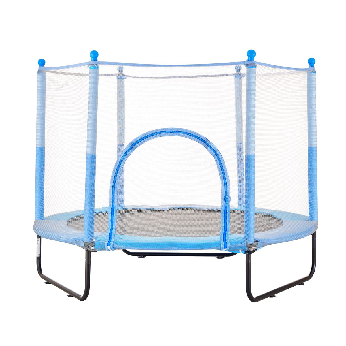60" Kids Trampoline, 5FT Indoor Outdoor Trampoline, Mini Toddler Recreational Trampolinewith Safety Enclosure Net and Basketball Hoop, Birthday Gifts Christmas Toys for 3+ Years Children, Blue