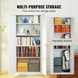 VEVOR Metal Storage Cabinet w/ 3 Keys Adjustable Shelves & Magnetic Door White