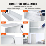 VEVOR Metal Storage Cabinet w/ 3 Keys Adjustable Shelves & Magnetic Door White