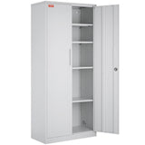 VEVOR Metal Storage Cabinet w/ 3 Keys Adjustable Shelves & Magnetic Door White